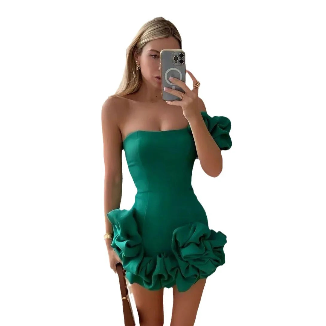 Cralom Ruffled Flower Bud Hip Skirt - Summer 2025
