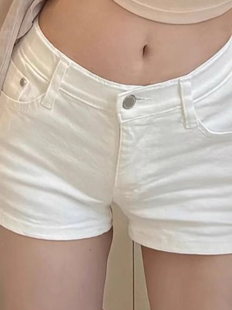 Cralom 2025 SS Streetwear Denim Shorts Women Y2K Style Slim Pant