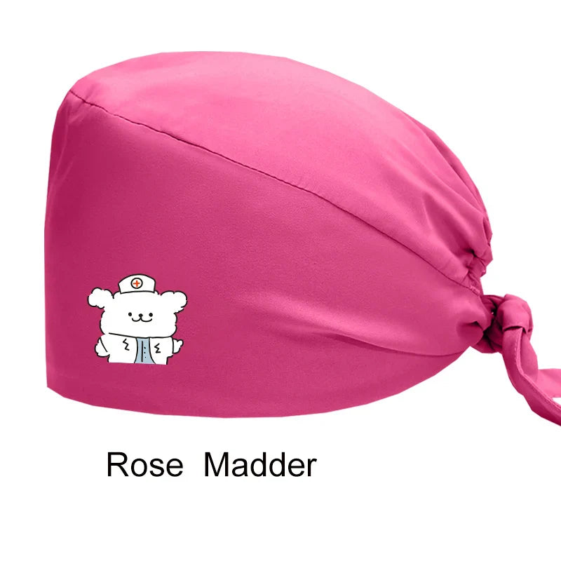 Cralom Women's Solid Scrubs Caps for Medical and Beauty Professionals