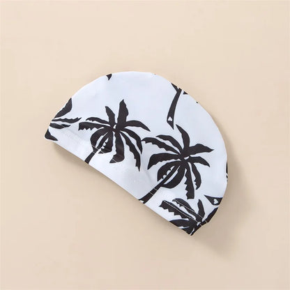 Cralom Baby Boy Swimsuit Set with Hat, Cartoon Tree Print Jumpsuit