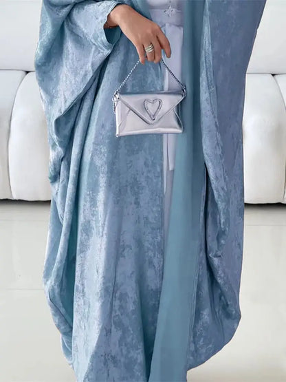 Cralom Elegant Shiny Batwing Kimono Abaya: Modest Muslim Women's Dress