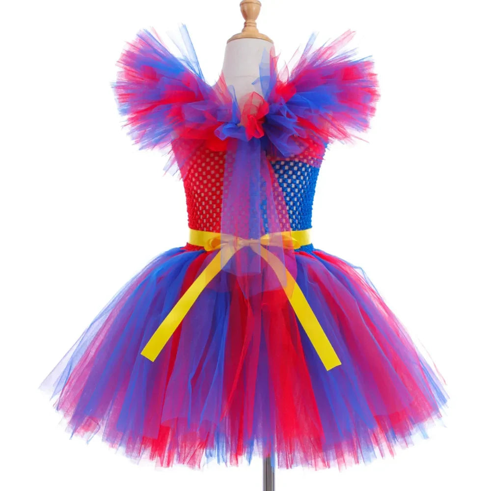 Cralom Circus Clown Costume Tutu Dress for Kids Carnival Party Halloween