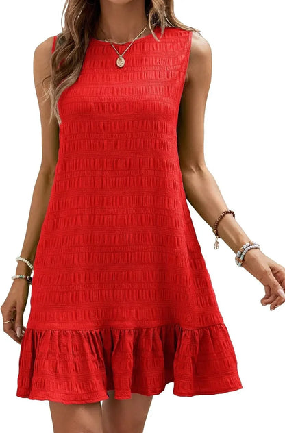 Cralom Women's Summer A-Line Midi Dress - Elegant Vintage Casual Loose Short Dresses