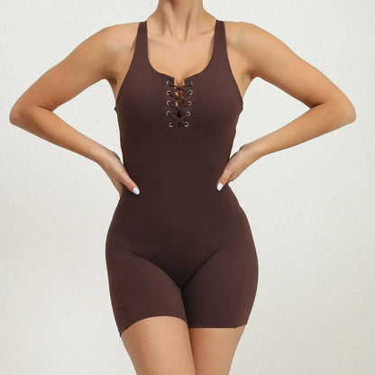 Cralom Cross Back Yoga Jumpsuit: Quick Dry Sexy Booty Lifting Sportswear