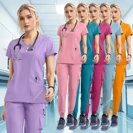 Cralom Multicolour Jogger Scrubs Set for Medical Professionals
