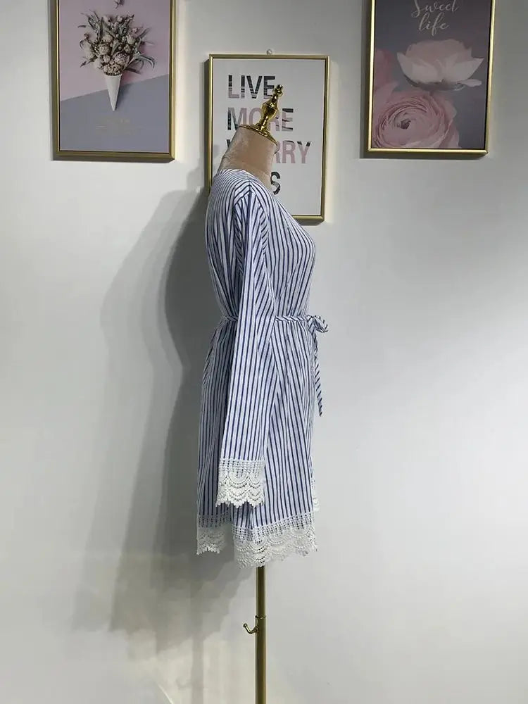 Cralom Stripe Long Tops for Women - Ramadan Abaya, Islamic Prayer Clothes