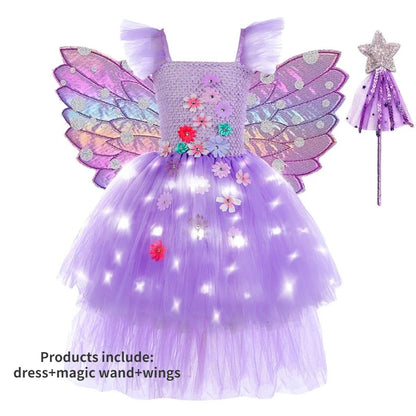 Cralom Fairy Tutu Dress with Wings - Halloween Cosplay Costume