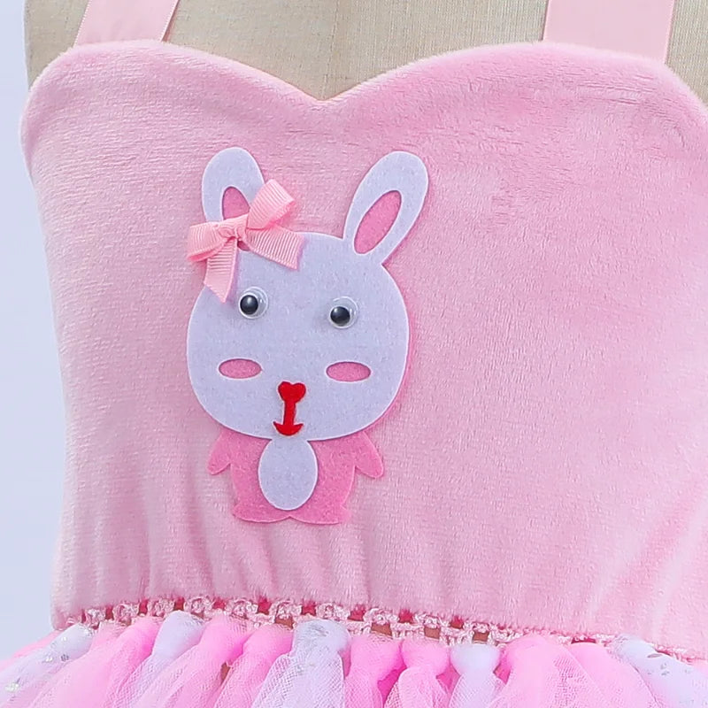 Cralom Forest Rabbit Print Dress for Children's Halloween Role Play