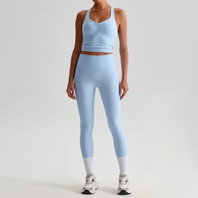 Cralom Naked Feel Seamless Yoga Set: Sports Bra & Slim-Fit Leggings