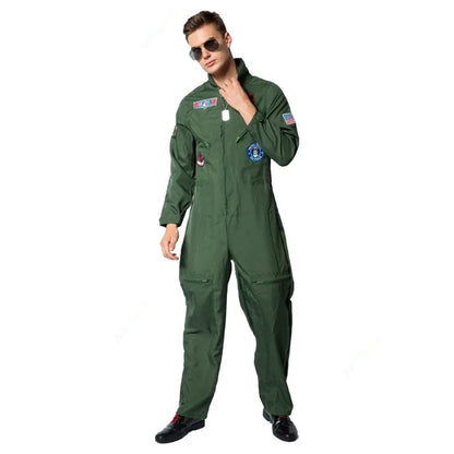Cralom Men's Air Force Pilot Costume with Aviator Gear
