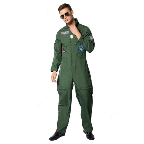 Cralom Men's Air Force Pilot Costume with Aviator Gear