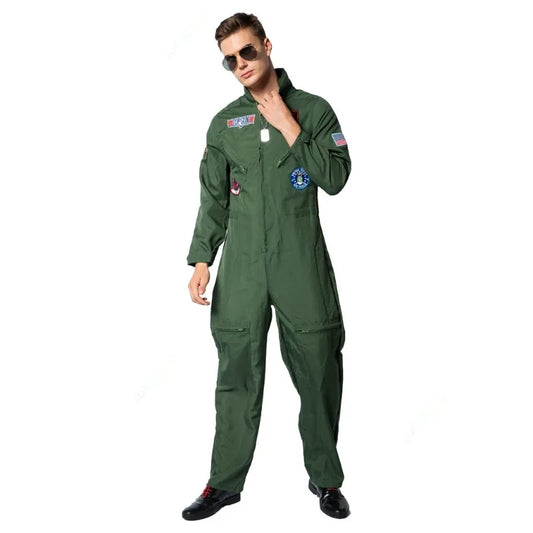 Cralom Men's Air Force Pilot Costume with Aviator Gear