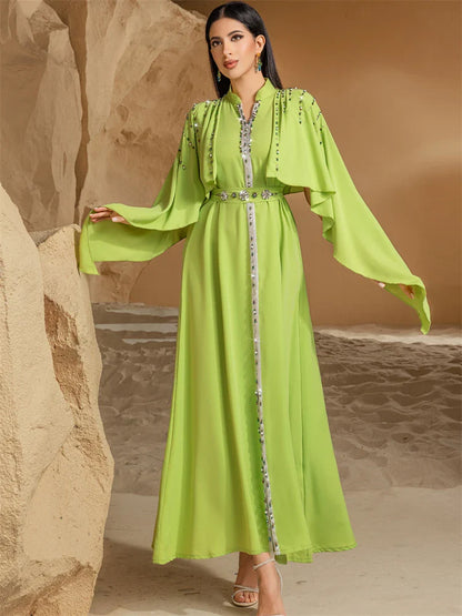 Cralom Ramadan Eid Abaya with Diamonds, Ideal for Evening Parties & Muslim Prayer