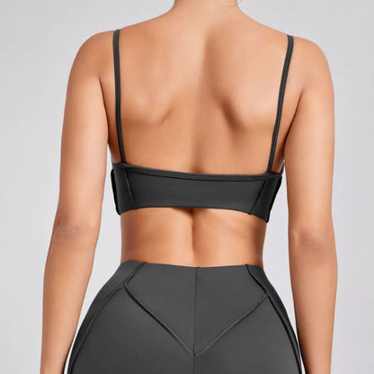 Cralom Yoga Fitness Bra Top Open Back Running Underwear Gym Bras for Women