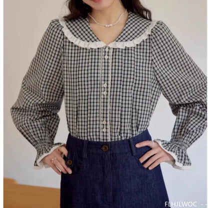 Cralom Mori Girls Flare Sleeve Ruffles Top - New 2025 Spring, Peter Pan Collar