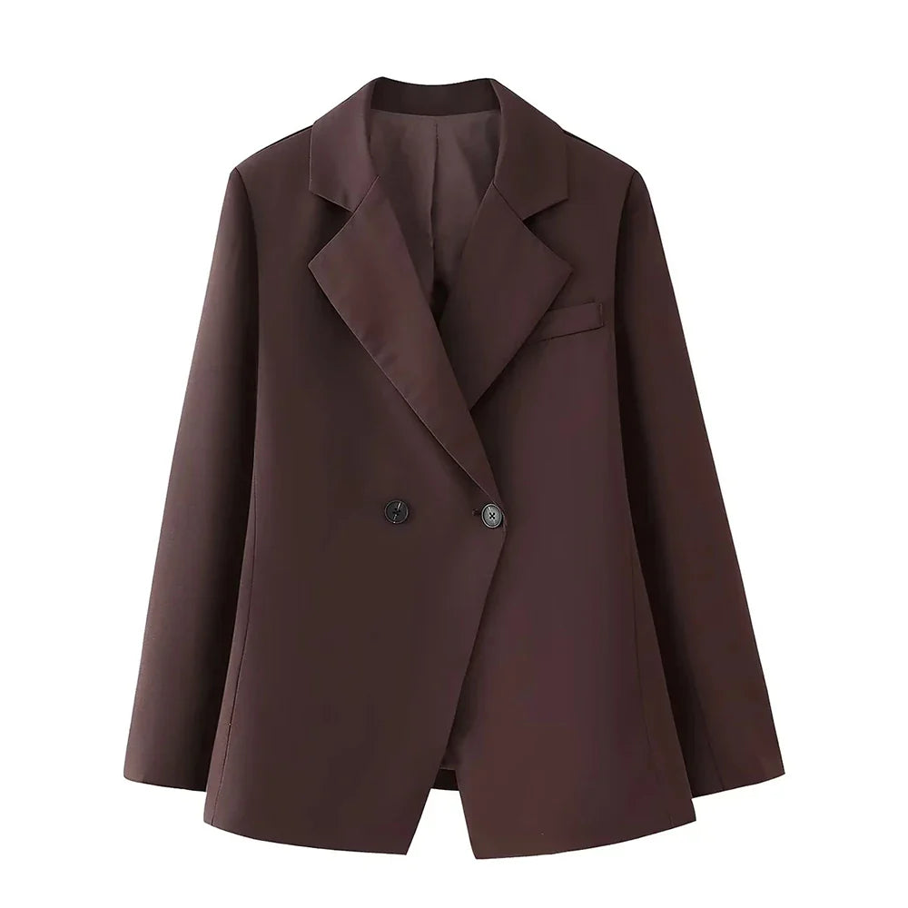 Cralom Chic Patchwork Button Blazer - Women's Fashion Coat
