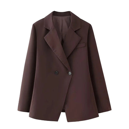 Cralom Chic Patchwork Button Blazer - Women's Fashion Coat