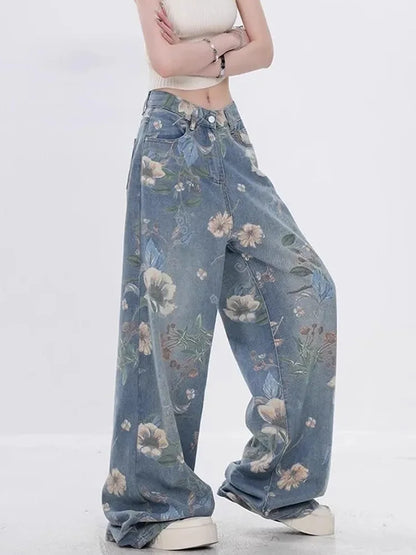 Cralom Vintage Printed High Waist Wide Leg Jeans 2025 - Women's Fashion