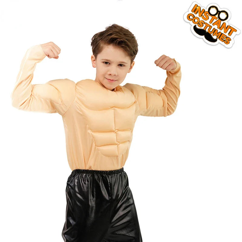 Cralom Boy's Fake Ab Muscle Muscle Tee