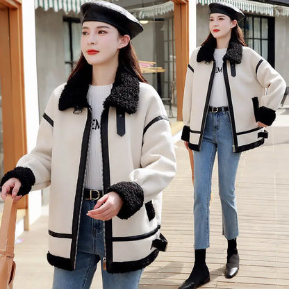 Cralom Biker Fleece Wool Coat for Women: Winter Outerwear 2024