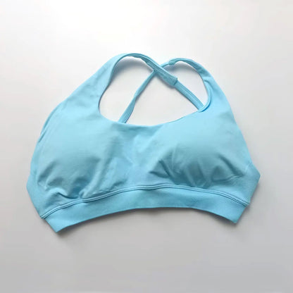 Cralom Asymmetric High Support Halter Sports Bra for Women - Backless Fitness Activewear