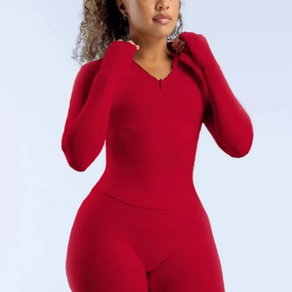 Cralom Seamless Half Zip Gym Top - Women's Yoga Fitness Jacket