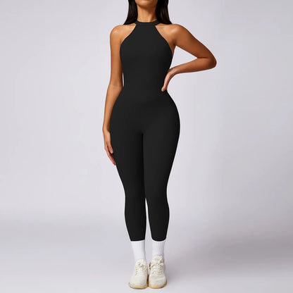 Cralom Sleeveless Backless Jumpsuit for Women - Quick Drying Yoga Bodysuit