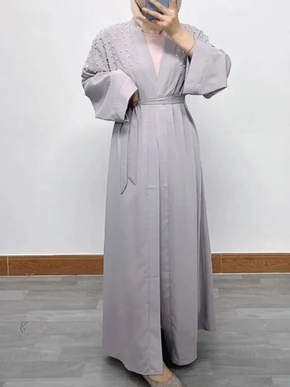 Cralom Luxury Eid Open Abaya Modest Kimono Kebaya Muslim Femme