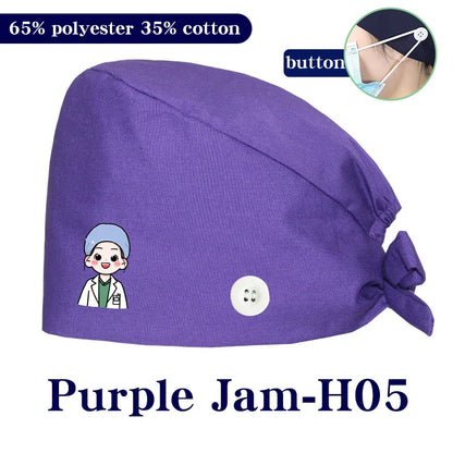 Cralom Cartoon Printed Surgical Scrub Caps for Medical & Pet Grooming Pros