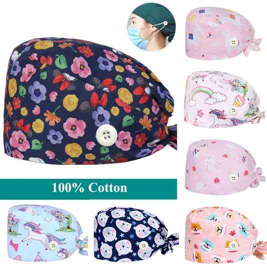 Cralom Cotton Surgical Hat for Nurses