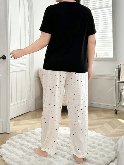 Cralom Women's Plus Size Milk Silk Long Pajama Set - XL to 5XL