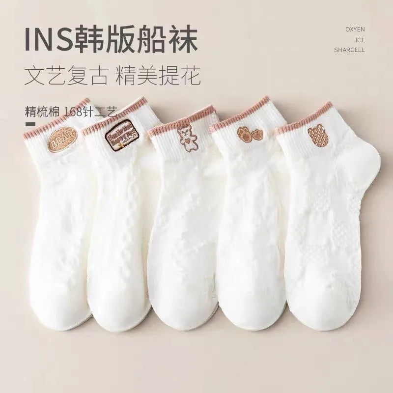 Cralom Striped Black & White Kids Short Socks for Spring & Summer