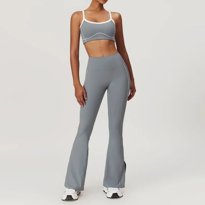 Cralom Summer Yoga Set for Women: 2 Piece Tight Fit Sports Suit
