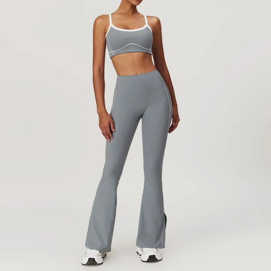 Cralom Summer Yoga Set for Women: 2 Piece Tight Fit Sports Suit