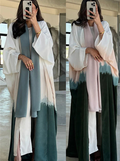Cralom Tie Dye Batwing Kimono Abaya: Ramadan 2024 Luxury Collection