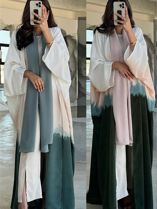 Cralom Tie Dye Batwing Kimono Abaya: Ramadan 2024 Luxury Collection