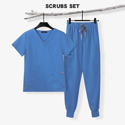Cralom Men's Scrubs Set: Top & Relax Pants, Short Sleeve, Leisure Fit