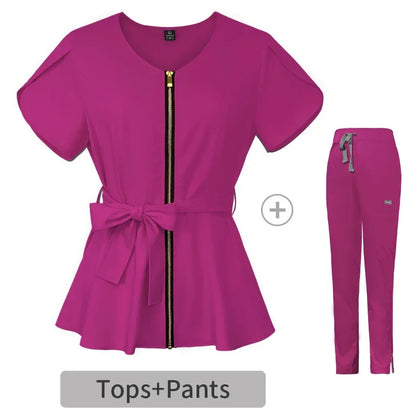 Cralom Beauty Workwear Set: Elastic Blouse & Straight Pants for Women