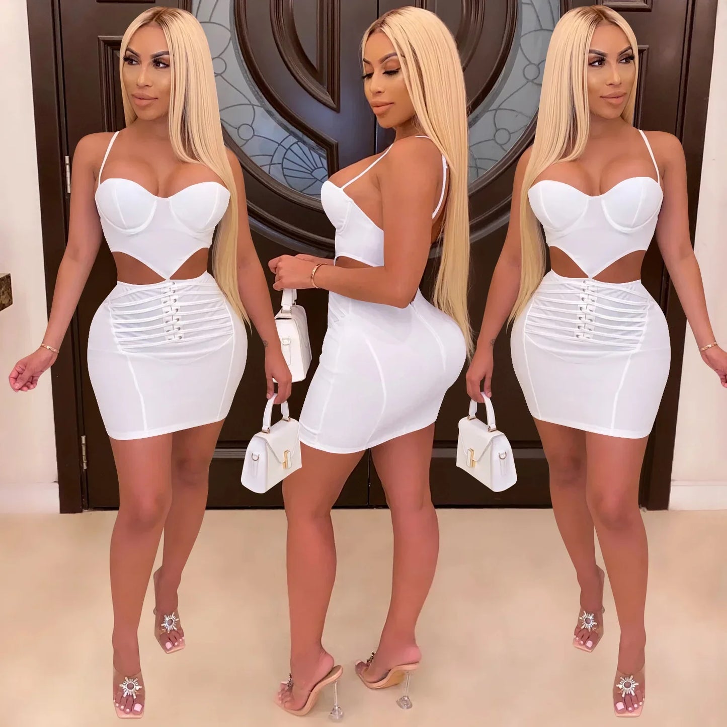 Cralom Sexy Solid Color Suspender Dress - Summer 2025