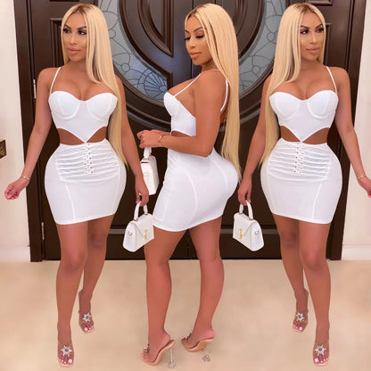 Cralom Sexy Solid Color Suspender Dress - Summer 2025