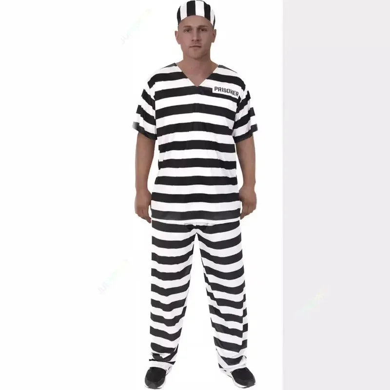 Cralom Men's Orange Prisoner Jumpsuit Halloween Costume