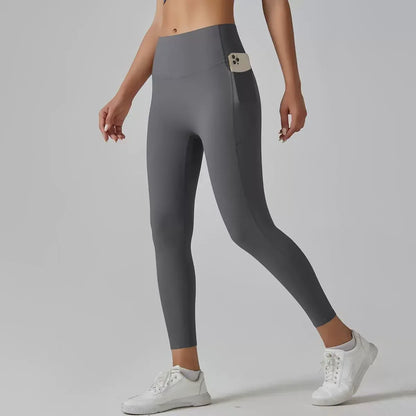 Cralom High Waist Yoga Pants with Side Pockets & Hip Scrunch