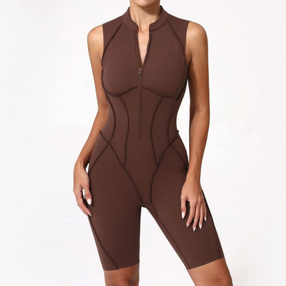 Cralom Seamless Brushed Fleece Yoga Jumpsuit with Backless Design