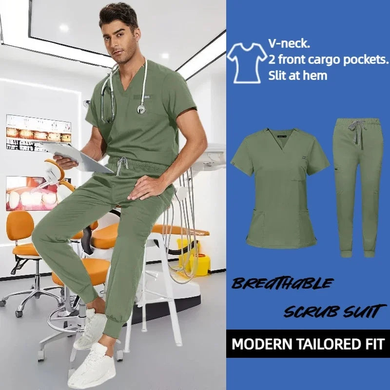 Cralom Unisex Stretch Scrub Sets: Professional Healthcare Nursing Uniforms