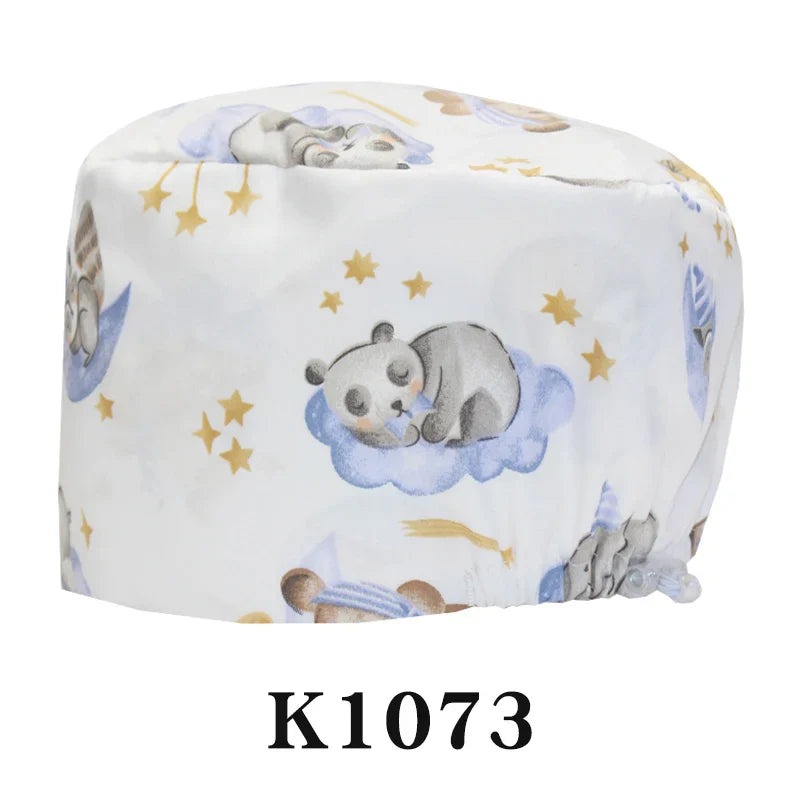 Cralom Cartoon Print Scrub Cap - Comfortable Women's Nurse Hat