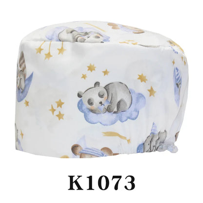Cralom Cartoon Print Scrub Cap - Comfortable Women's Nurse Hat