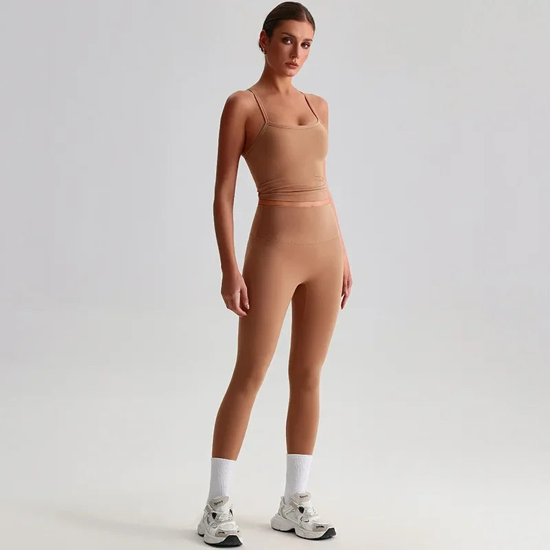 Cralom Naked Feel Seamless Yoga Set: Sports Bra & High-Waisted Leggings