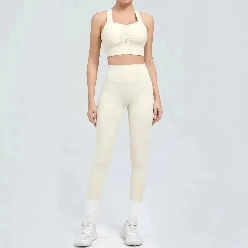 Cralom Seamless Yoga Set: Sports Bra & Butt Lifting High Waist Leggings