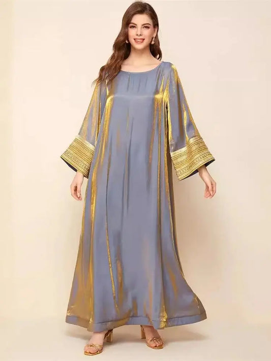 Satin Maxi Abaya Long Dubai Luxury 2024 Kaftan Dress by Cralom