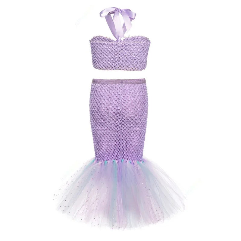 Cralom Mermaid Tutu Costume Headband for Ocean Theme Birthday Party Dress